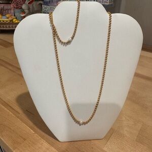 Pandora Gold Beaded Layered Necklace and bracelet set